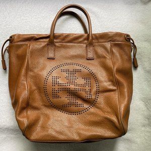 Tory Burch Leather Perforated Logo Large Tote